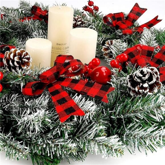 24 Inch Pre-Lit Christmas Wreath with 50 LED Lights Mixed Christmas Decoration - Picture 5 of 7